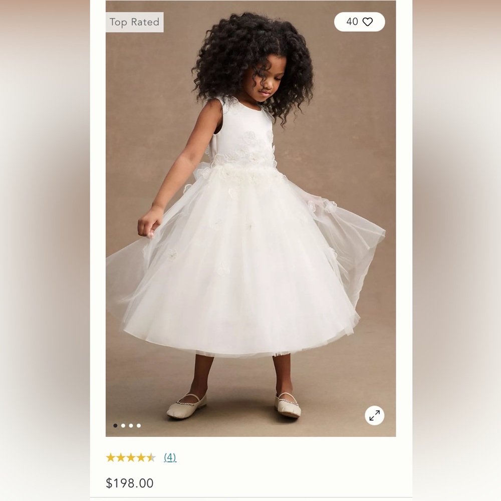 Anthropologie Flower Girl Dress, Princess Daliana Emmie Floral Applique Tulle
